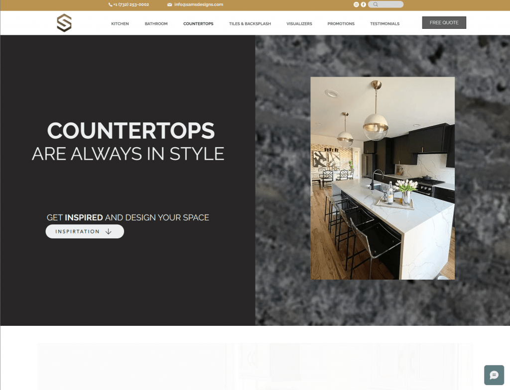 Sam's kitchen & bath website countertops page